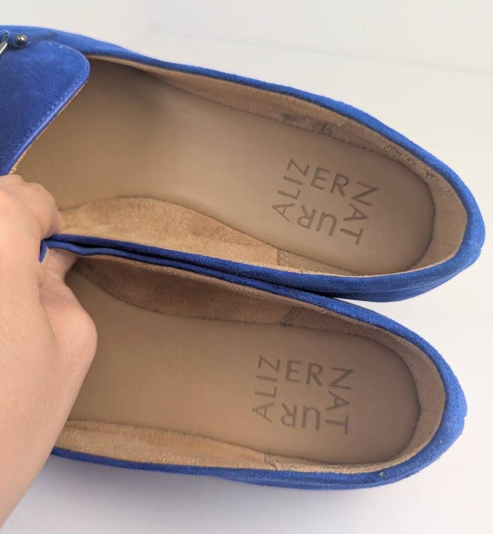 Naturalizer Emiline Cobalt blue suede metal bar horsebit loafers flats womens 7 - Picture 9 of 9